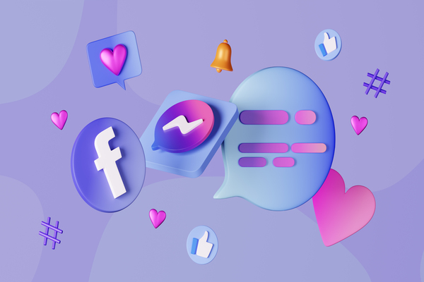 Facebook marketing icons with chats and engagement